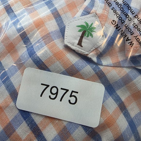 Mens Cremeux Classics Blue White & Orange Checkered Shirt 100% Linen Size M - Picture 9 of 9